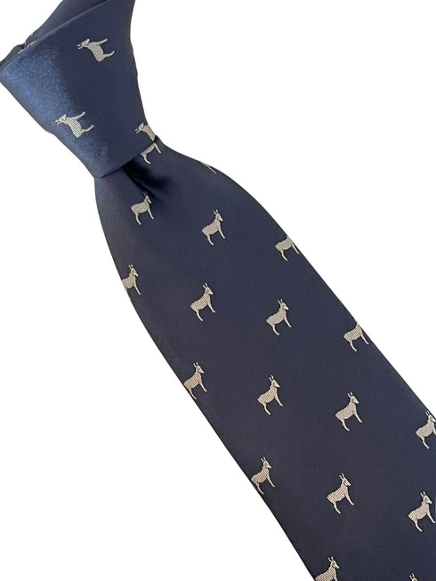 navy blue tie with donkey, ass, mule design
