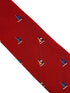 red tie with embroidered yacht boat sailing nautical design
