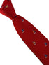 red tie with embroidered yacht boat sailing nautical design