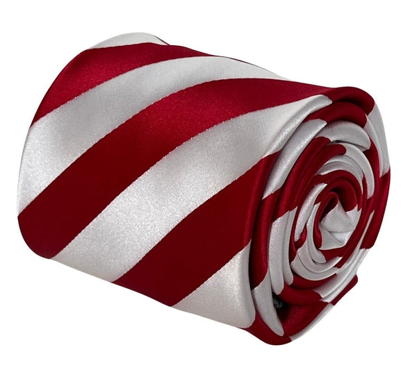 red and white classic barber striped tie