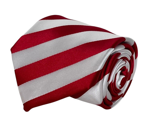 red and white classic barber striped tie