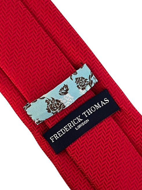 Red herringbone classic tie