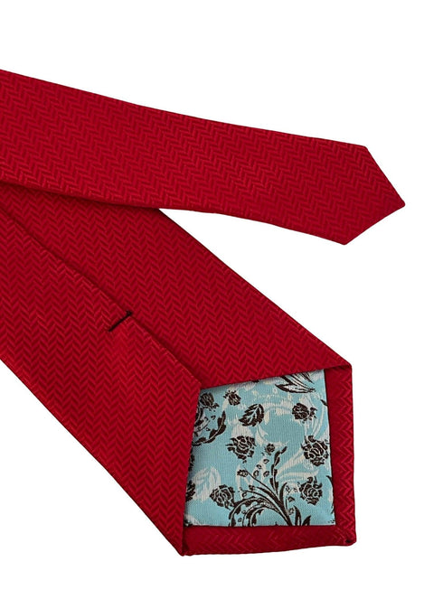 Red herringbone classic tie