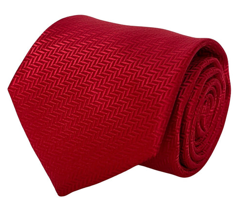 Red herringbone classic tie