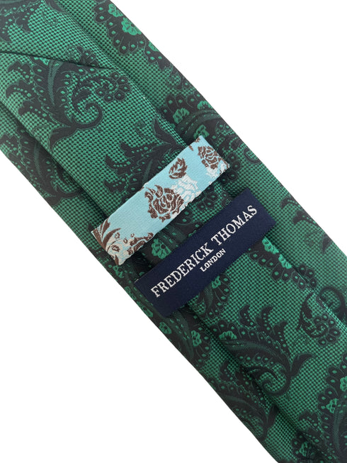 Jade, emerald green and black paisley classic tie