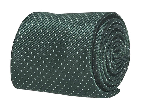 Racing green, dark, forest, spinach, kale green tie with white pin spots