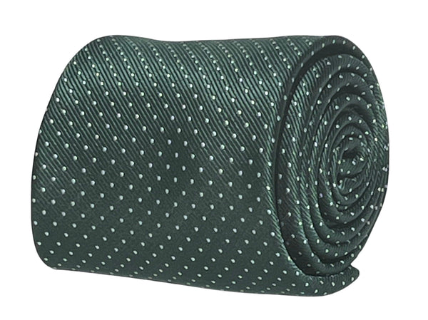 Racing green, dark, forest, spinach, kale green tie with white pin spots