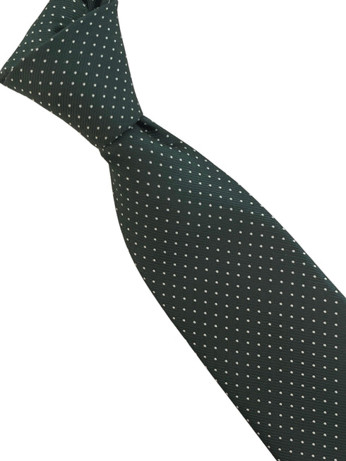 Racing green, dark, forest, spinach, kale green tie with white pin spots