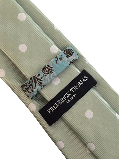 Mint, pale, light, pastel, spring, pistachio green with white polka spots classic tie