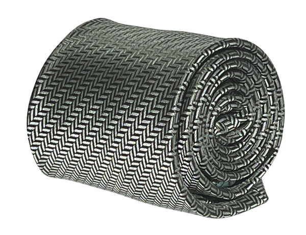 Dark green and white herringbone classic tie