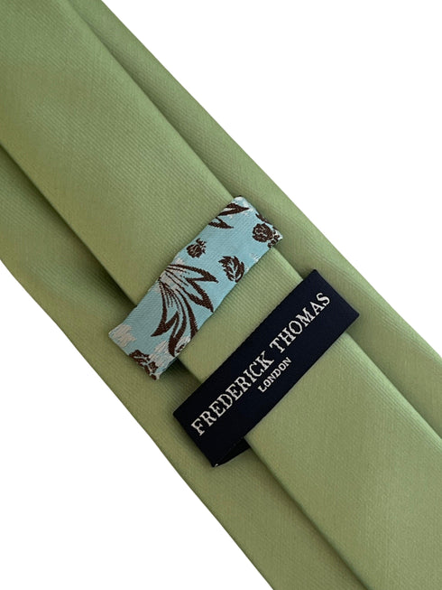 Plain pale light green apple silky classic tie