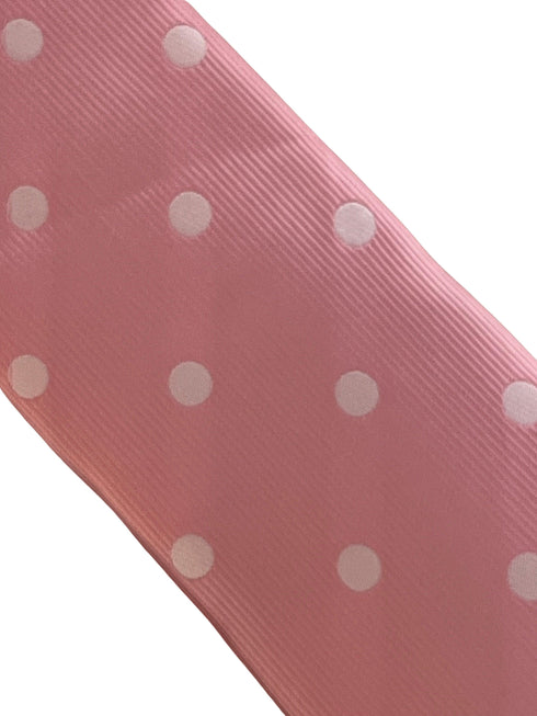 Baby, light, pastel, powder, candyfloss, bubblegum, blush pink tie with white polka spots