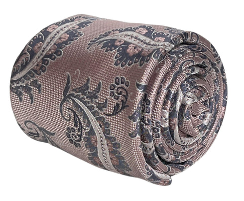 Baby, light, pastel, powder, candyfloss, bubble-gum, blush pink paisley tie