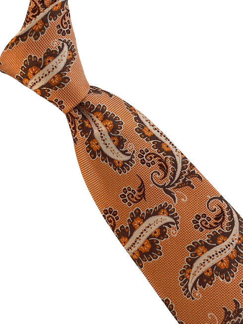 Apricot peach orange paisley necktie