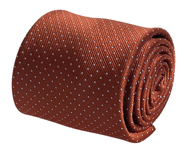 Burnt rustic rusty copper brick orange brown with white pin spots classic tie