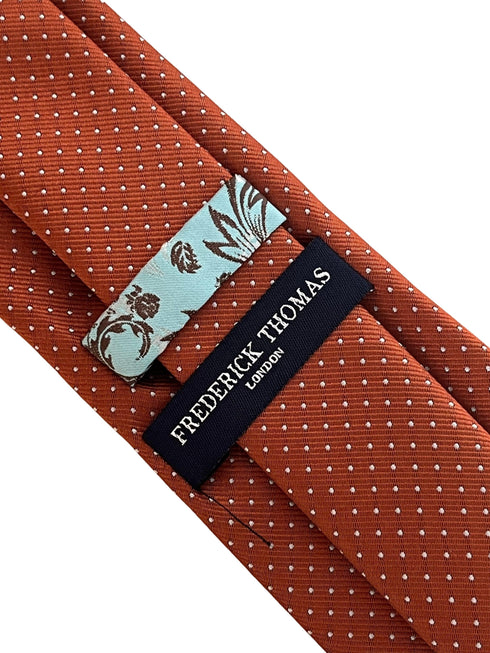 Burnt rustic rusty copper brick orange brown with white pin spots classic tie