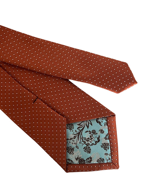 Burnt rustic rusty copper brick orange brown with white pin spots classic tie