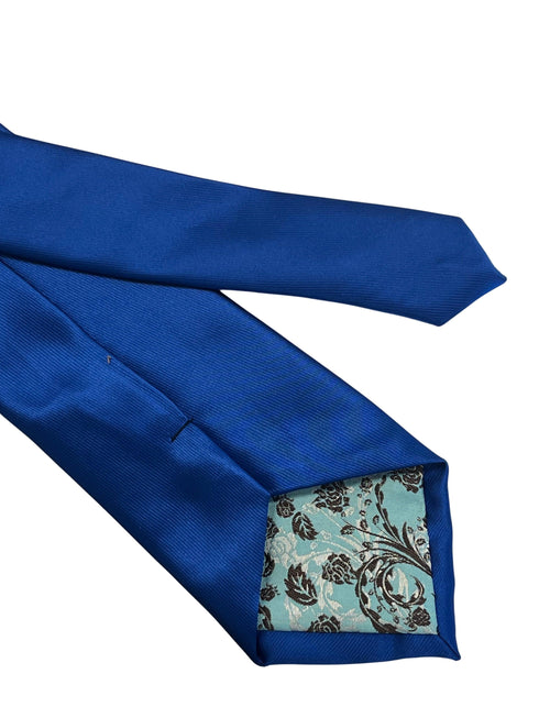 Plain royal sapphire blue silky classic tie