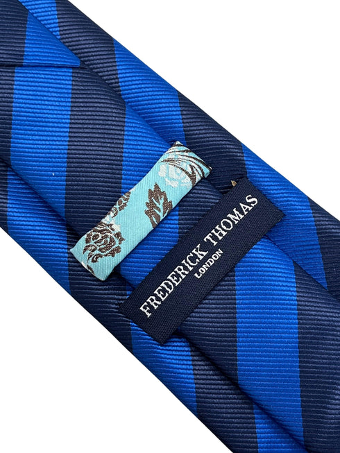Royal blue and dark blue navy barber striped classic tie
