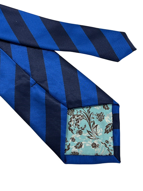 Royal blue and dark blue navy barber striped classic tie