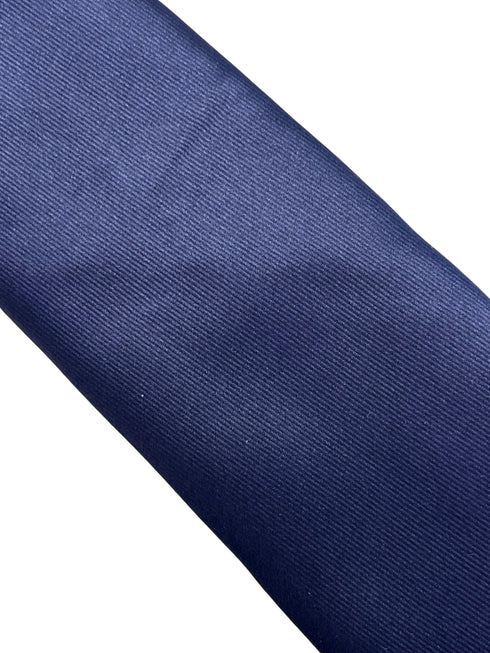 Plain dark navy blue silky classic tie