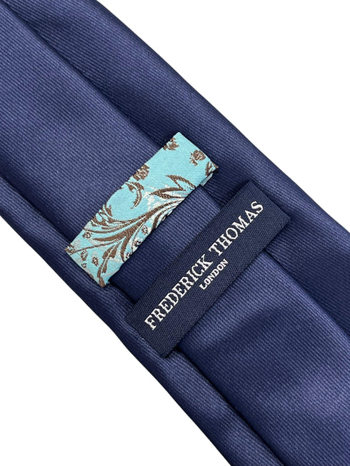 Plain dark navy blue silky classic tie