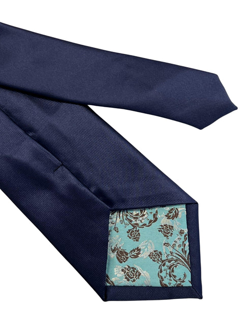 Plain dark navy blue silky classic tie