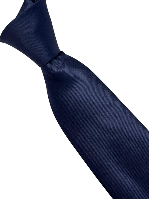 Plain dark navy blue silky classic tie