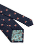 Navy blue tie with snare drum and drumstick design
