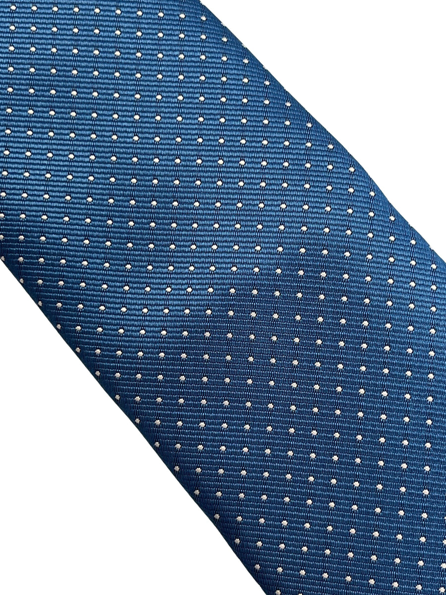 Cobalt, petrol blue, azure tie with white pin spot tie Frederick