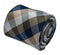 Gold, silver and navy dark blue plaid checked tie