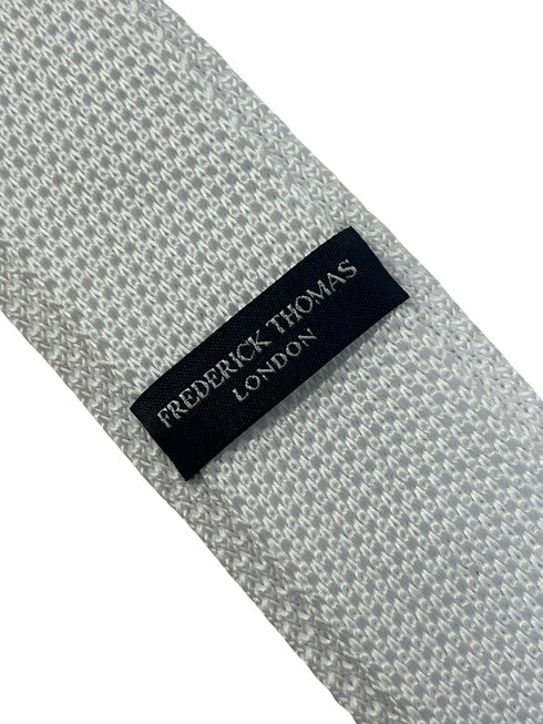 Plain white knitted skinny tie