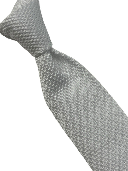 Plain white knitted skinny tie
