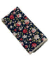 Navy with pink peony rose flower floral design cotton pocket square