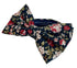 Navy with pink peony rose flower floral design cotton bow tie