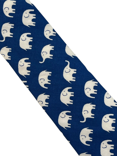 Navy dark blue tie with elephant design tie