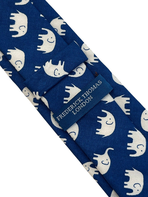 Navy dark blue tie with elephant design tie