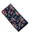 Navy with English wildflower garden, rose, daisy, flower, floral design cotton pocket square