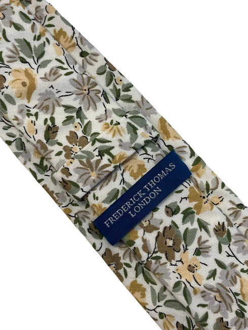 Ivory cotton English wildflower garden design cotton tie