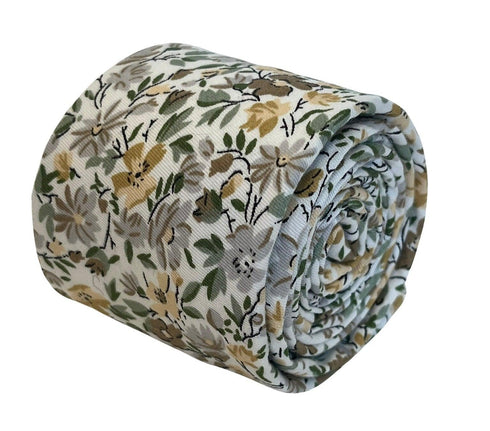 Ivory cotton English wildflower garden design cotton tie