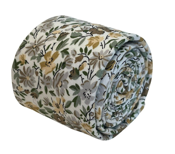 Ivory cotton English wildflower garden design cotton tie