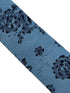 Medium denim blue stencil english wild-flower floral design cotton tie