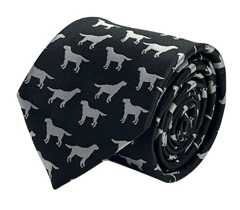 Black tie with labrador golden retriever dog silhouette