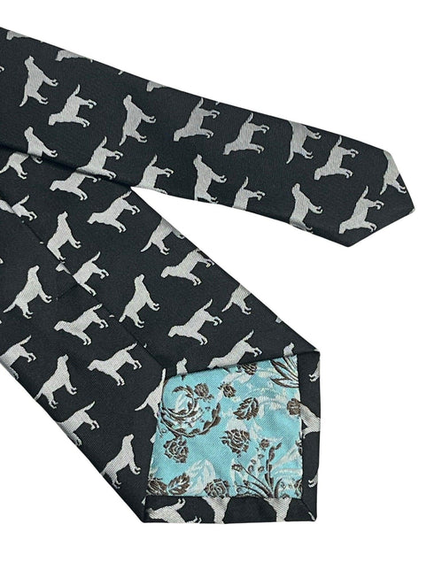 Black tie with labrador golden retriever dog silhouette