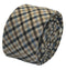 Beige taupe brown blue check wool tie