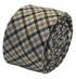 Beige taupe brown blue check wool tie