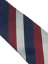 Light silver grey, navy dark blue & maroon red striped tie
