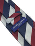 Light silver grey, navy dark blue & maroon red striped tie