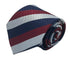 Light silver grey, navy dark blue & maroon red striped tie