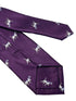 Plum aubergine purple tie with embroidered beagle bloodhound hunting gun dog design